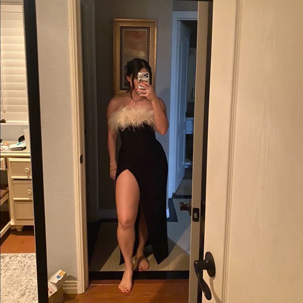 House of CB feathered dress
